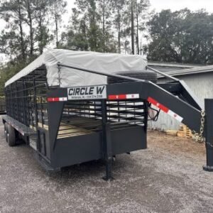 New 2026 Circle W 6.5 x 24 Gooseneck Livestock Trailer 14k GVWR
